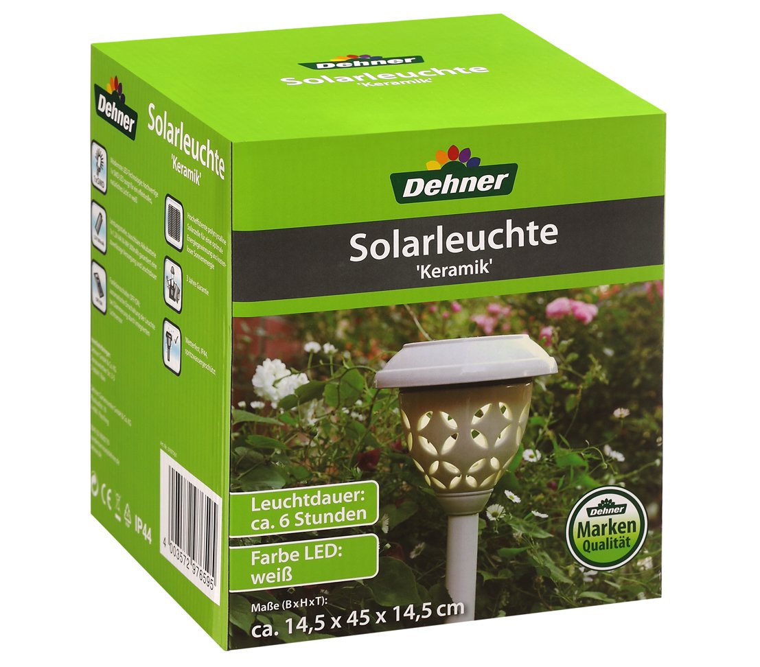 Dehner Lovely Kera Solarleuchte Keramik weiß 45 cm