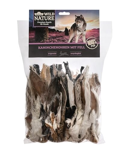 Dehner Wild Nature Kaninchenohren mit Fell Hundesnack 500g glutenfrei