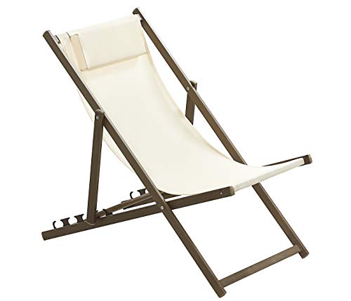 Dehner Premium Lovely Aruba Strand-Klappstuhl weiß-braun Textil