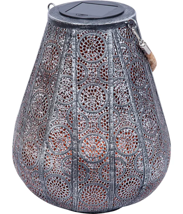 Dehner Scala Solar-Laterne grau-silber 25 cm warmweiß
