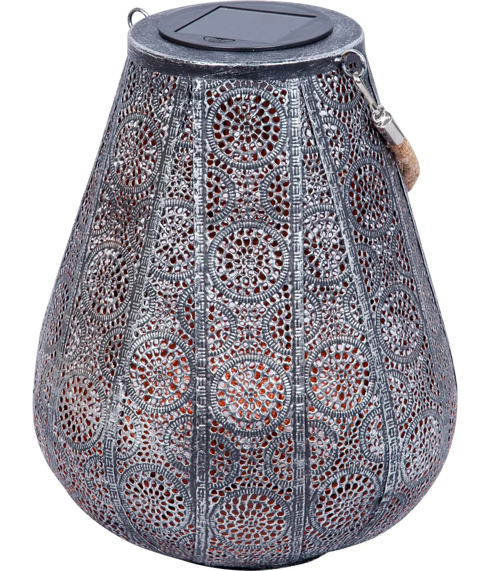 Dehner Scala Solar-Laterne grau-silber 25 cm warmweiß