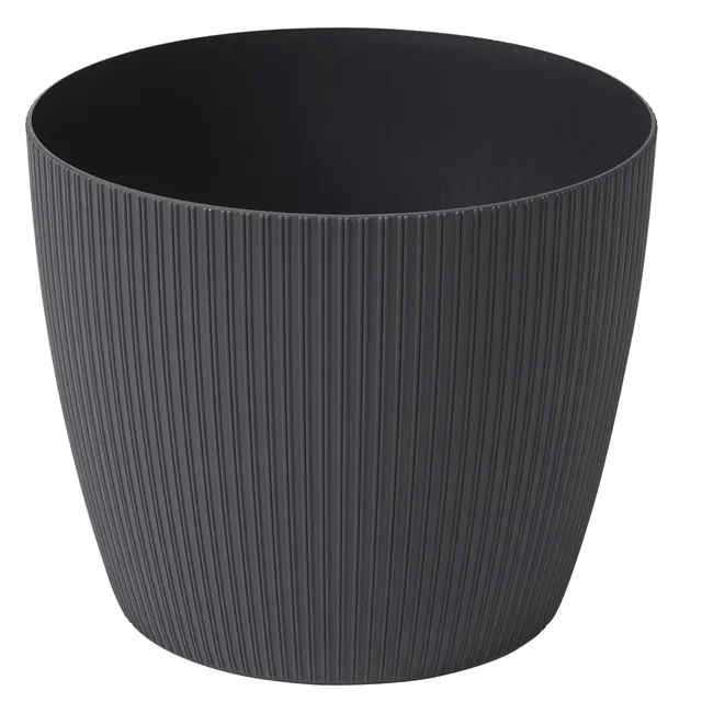 Dehner Magnolia Übertopf 30cm anthrazit Rillen-Design