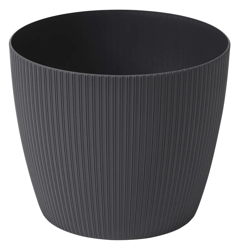 Dehner Magnolia Übertopf 30cm anthrazit Rillen-Design