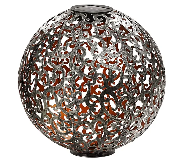 Dehner Solarkugel Luanda Solarleuchte Ø 30 cm silber-kupfer