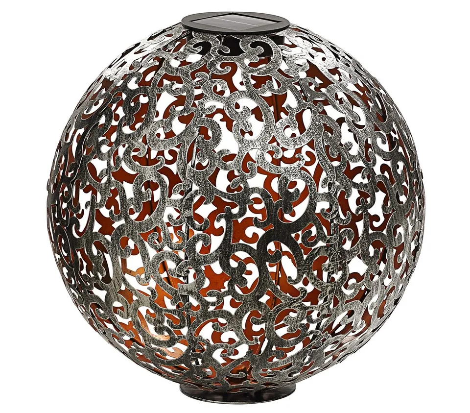 Dehner Solarkugel Luanda Solarleuchte Ø 30 cm silber-kupfer