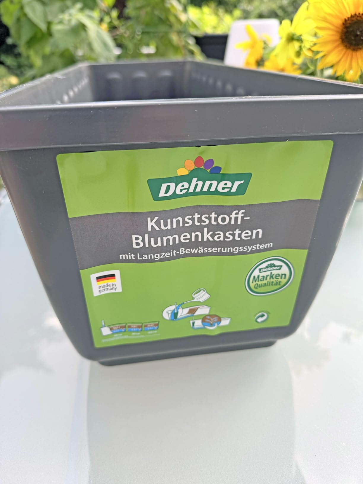 Dehner Aqua-Flor Plus Blumenkasten anthrazit 58,5 cm Bewässerung