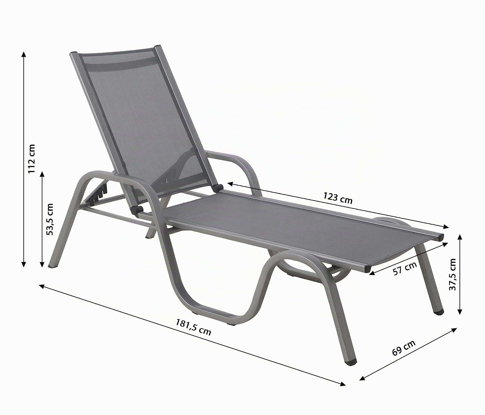 Dehner Chicago Gartenliege grau verstellbar 120 kg