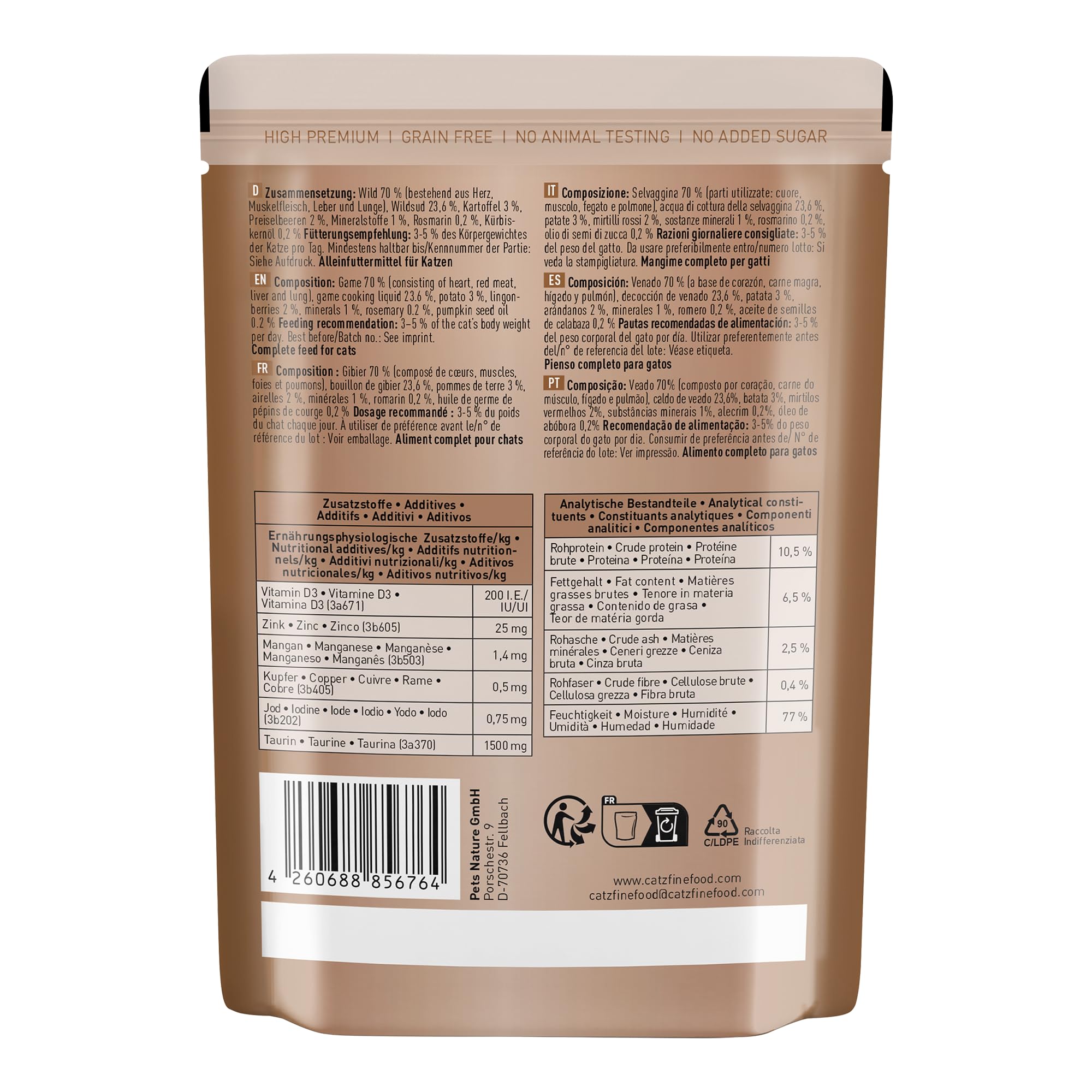 catz finefood Classic N° 9 Wild Nassfutter 6x300g zuckerfrei