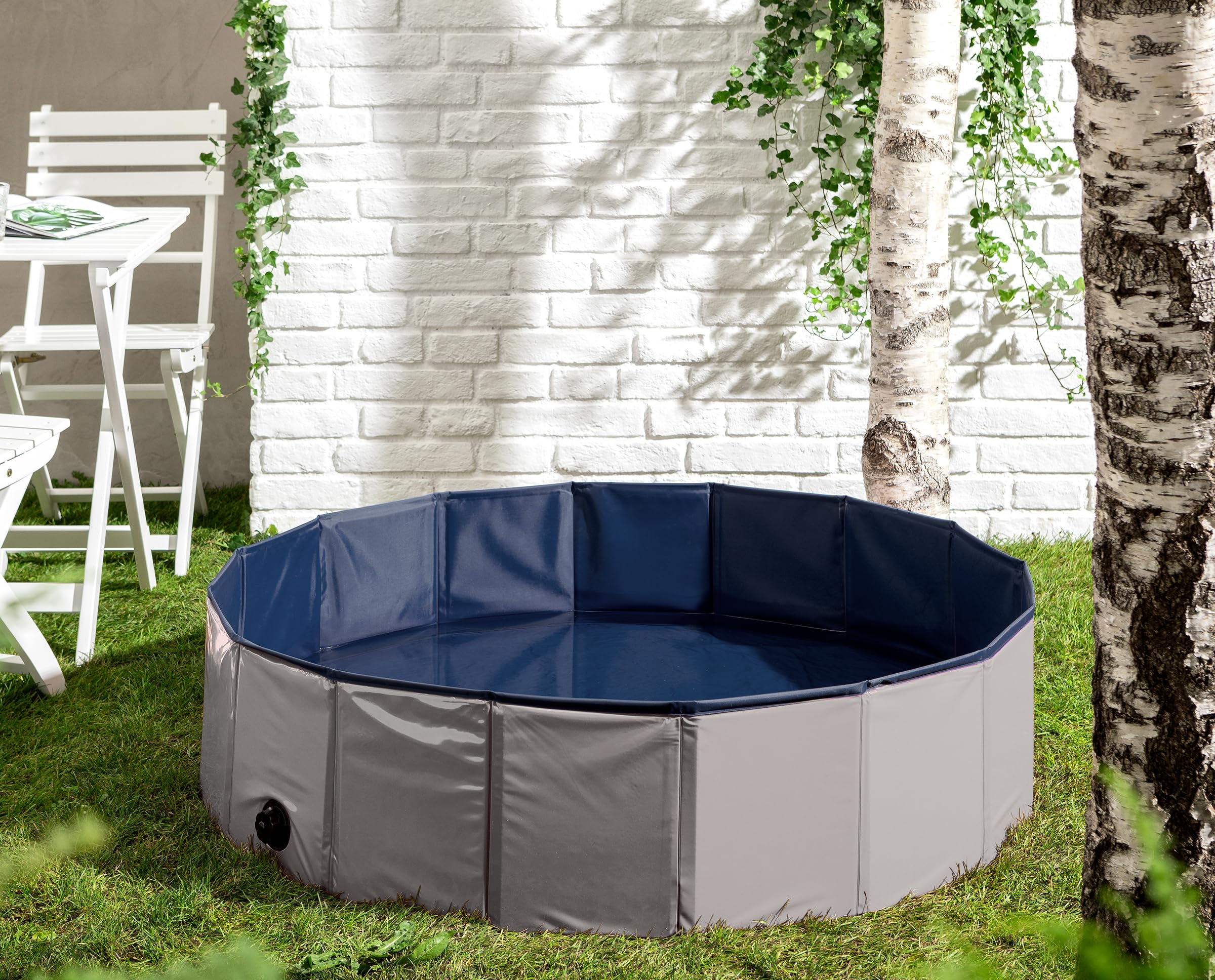 Dehner Lieblinge Water Fun Hundepool 120 cm grau-blau faltbar