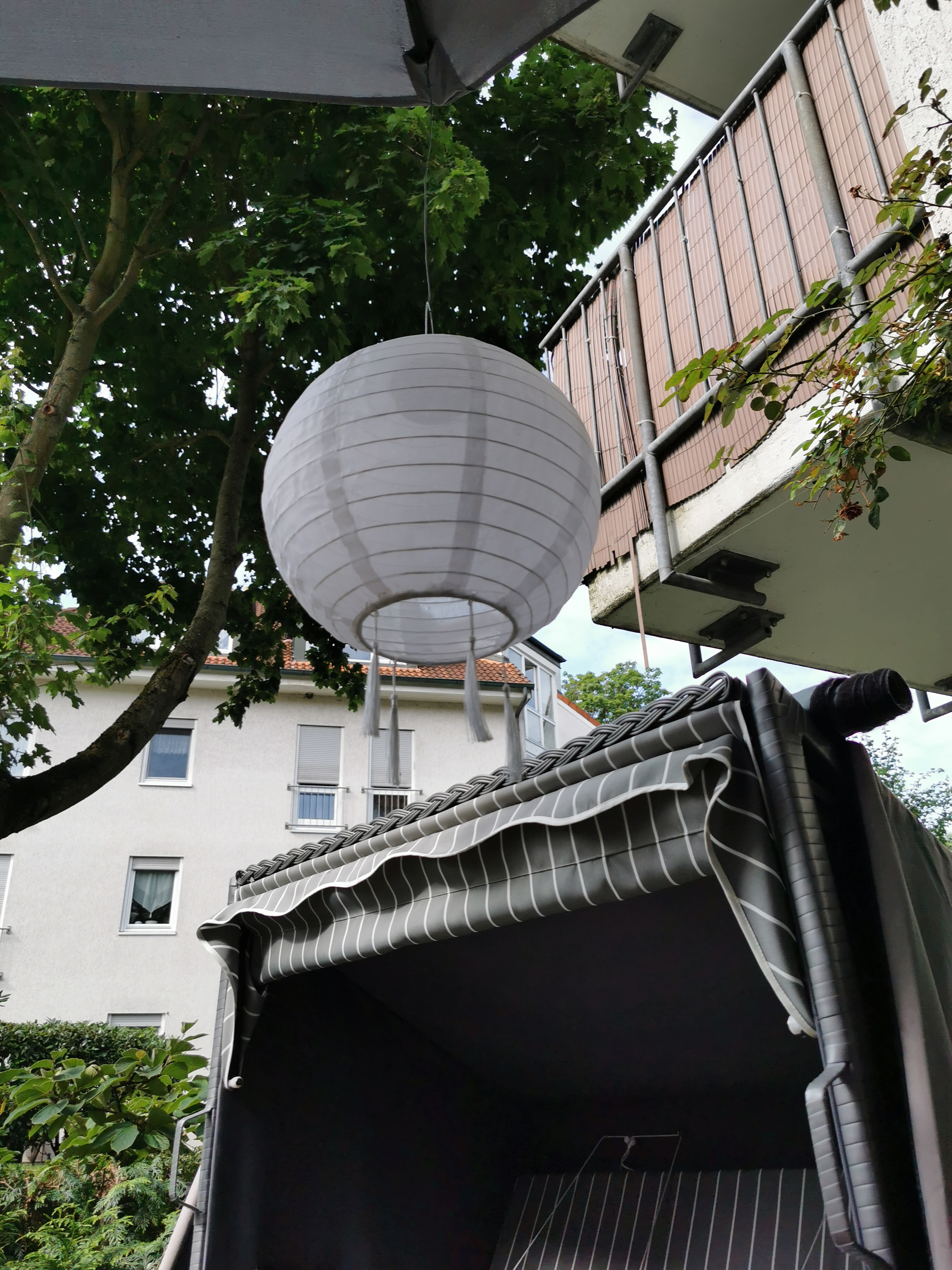 Dehner Solar Lampion Nylon grün 28cm kaltweiß