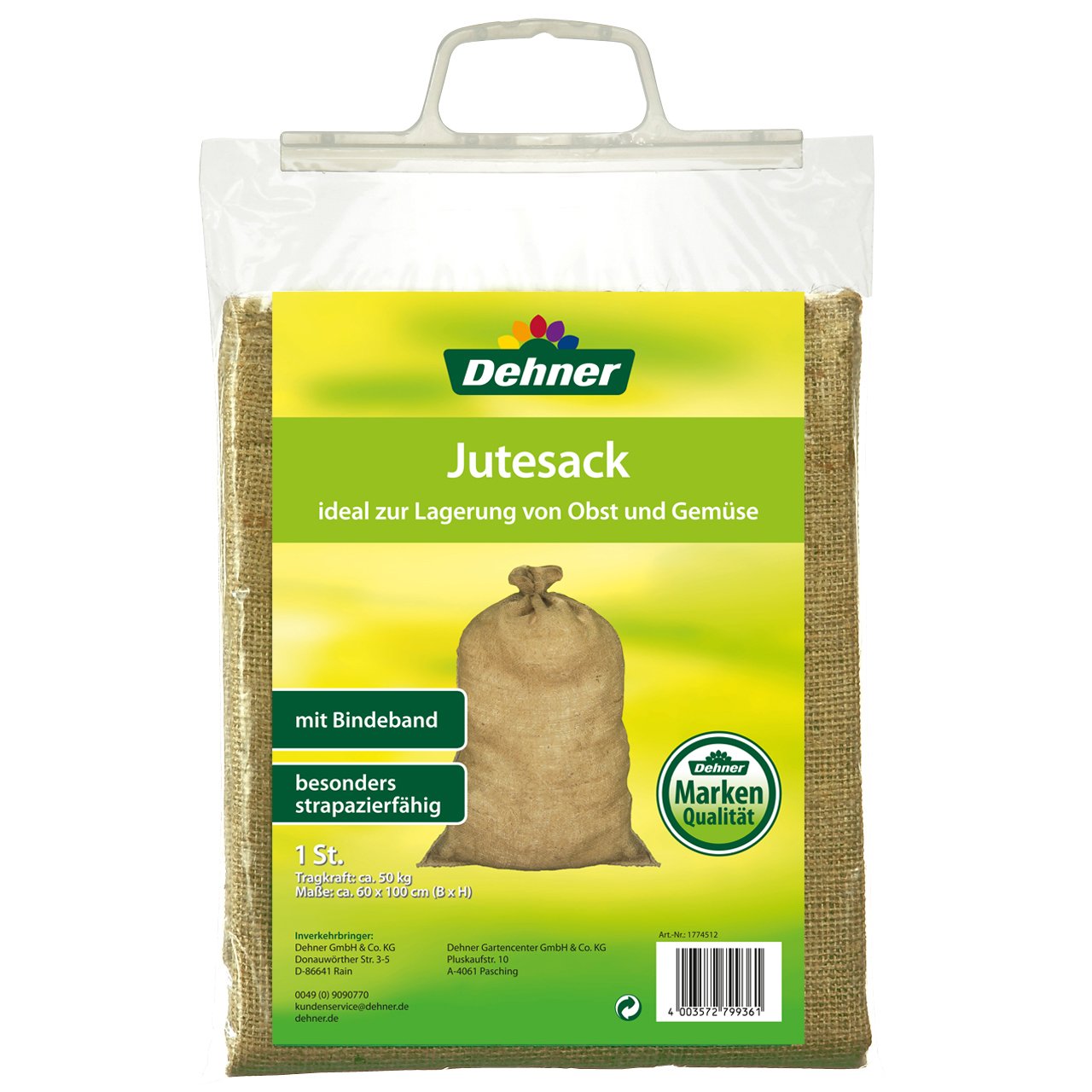 Dehner Jutesack mit Bindeband 100x60 cm 3 Stück