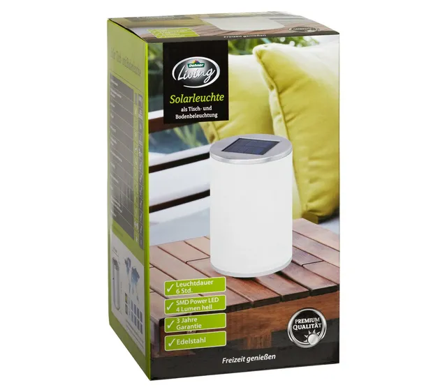 Dehner Living Solar Tisch-Bodenleuchte silber Ø 14,5 cm wetterfest