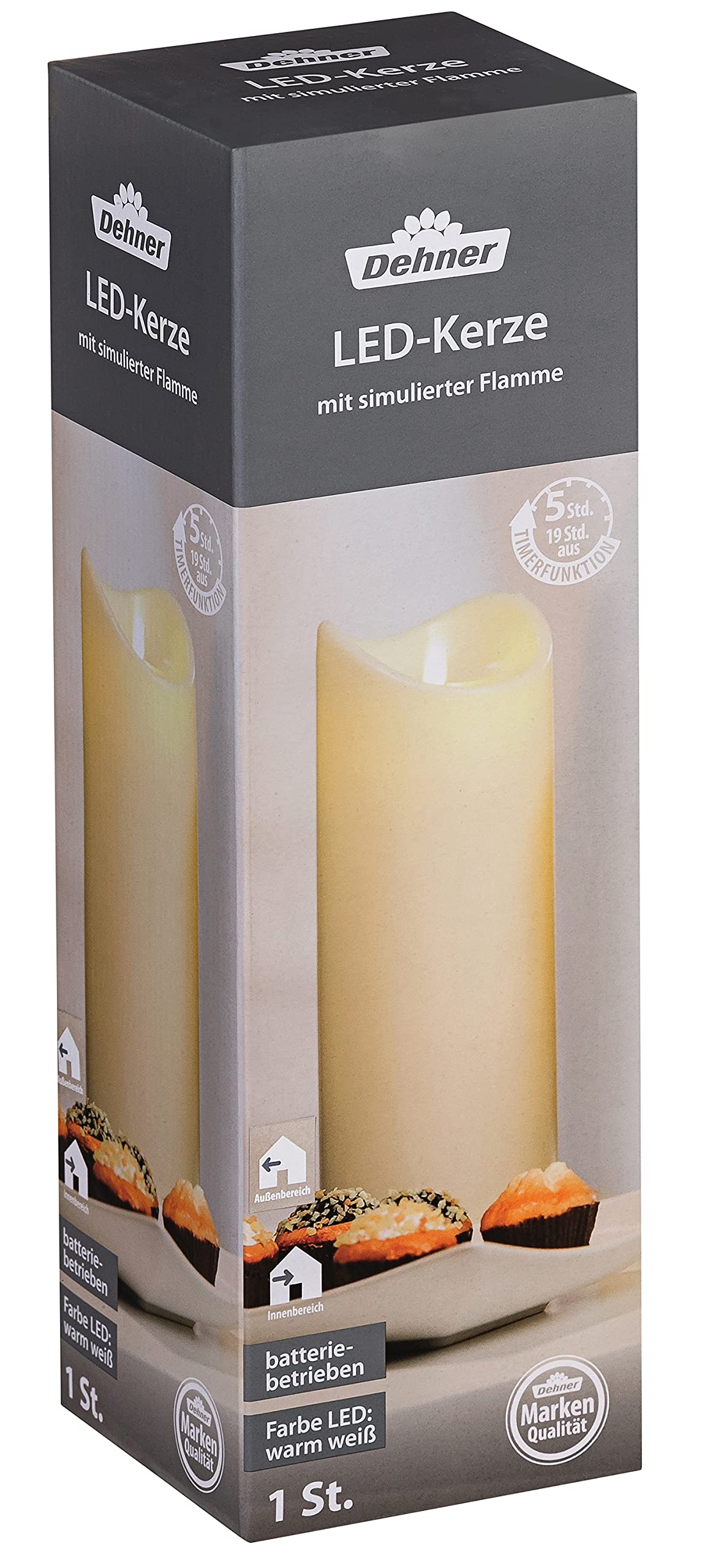 Dehner Outdoor LED-Kerze creme 30cm