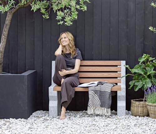 Dehner Gartenbank 2-Sitzer grau braun 114x75x52 cm Granit
