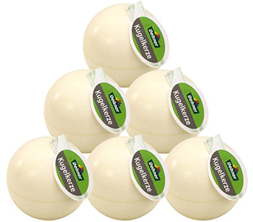 Dehner Kugelkerze 6er Set Ø 8 cm Stearin creme rustikal