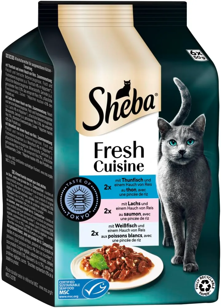 Sheba Taste Tokyo Nassfutter Thunfisch Lachs 6x50g Sauce