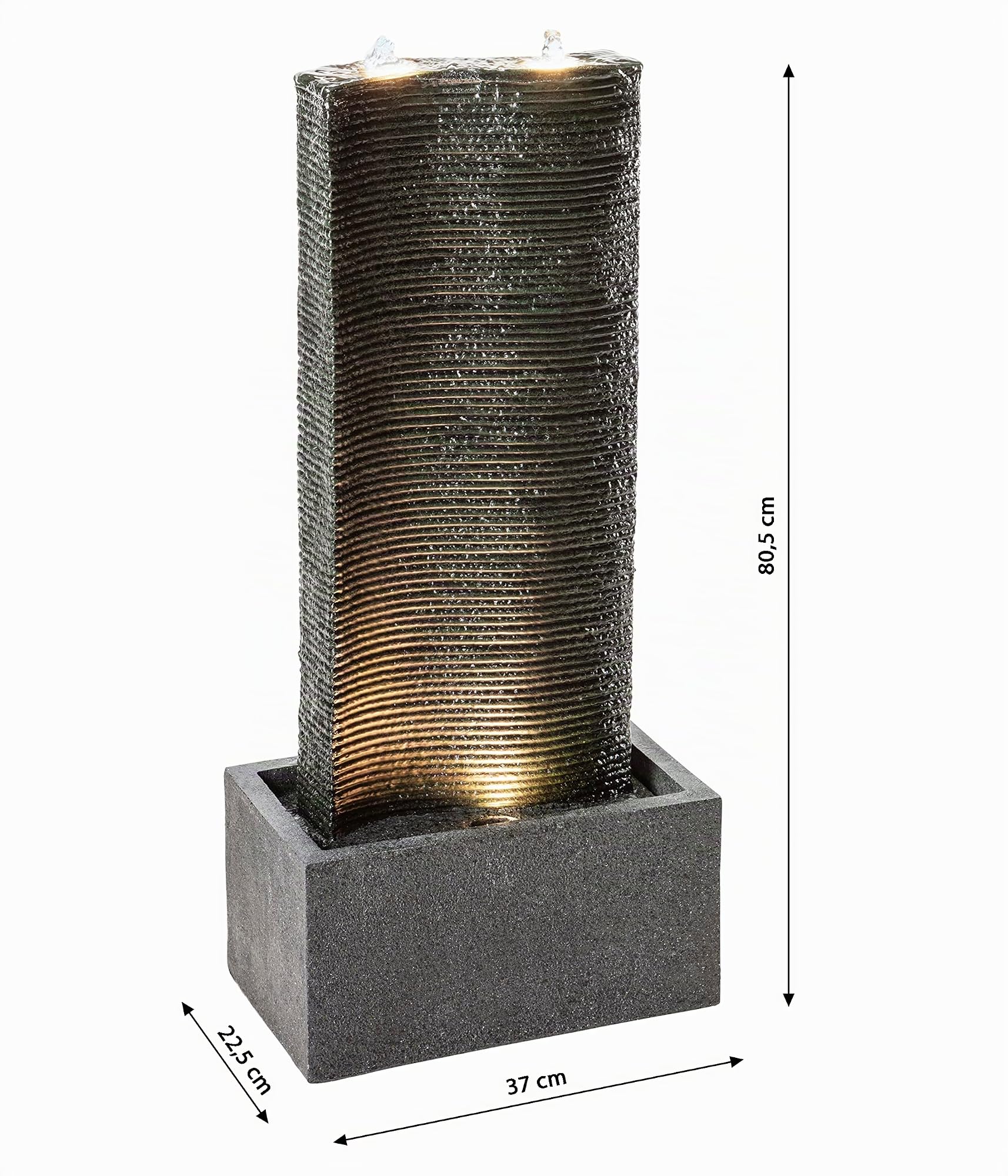 Dehner Muro Gartenbrunnen mit LED dunkelgrau 80cm