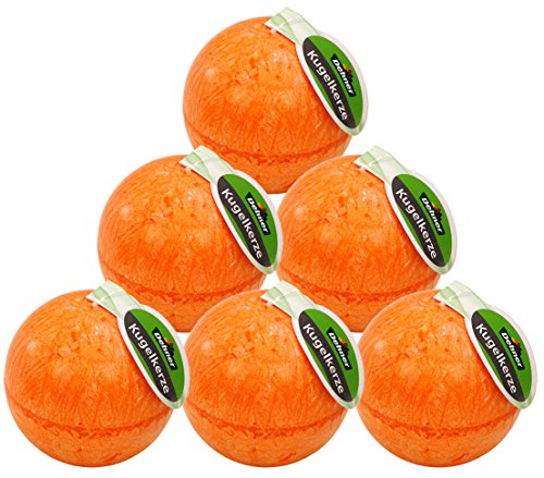 Dehner Kugelkerze 6er Set Ø 8 cm Stearin orange rustikal