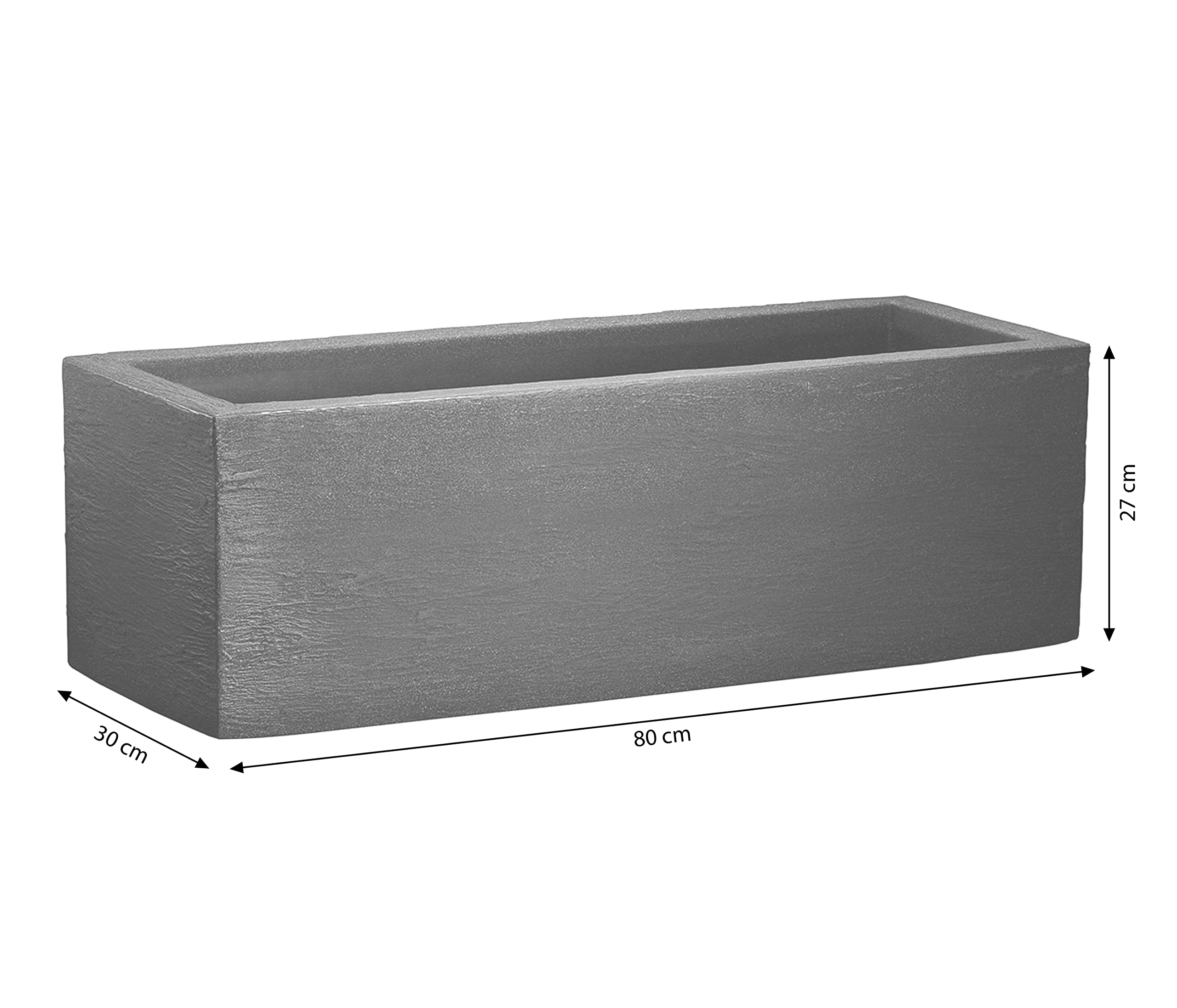 Dehner Palermo Blumenkasten dunkelgrau 80x30x27 cm Schiefer