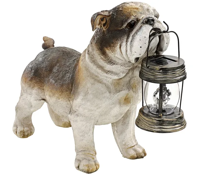 Dehner Premium Lovely Solar-Hund Dekofigur Polyresin 46 cm braun