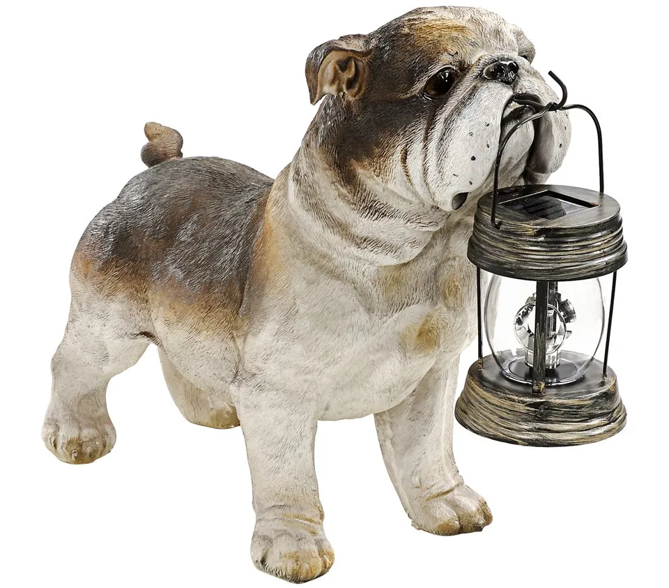 Dehner Premium Lovely Solar-Hund Dekofigur Polyresin 46 cm braun