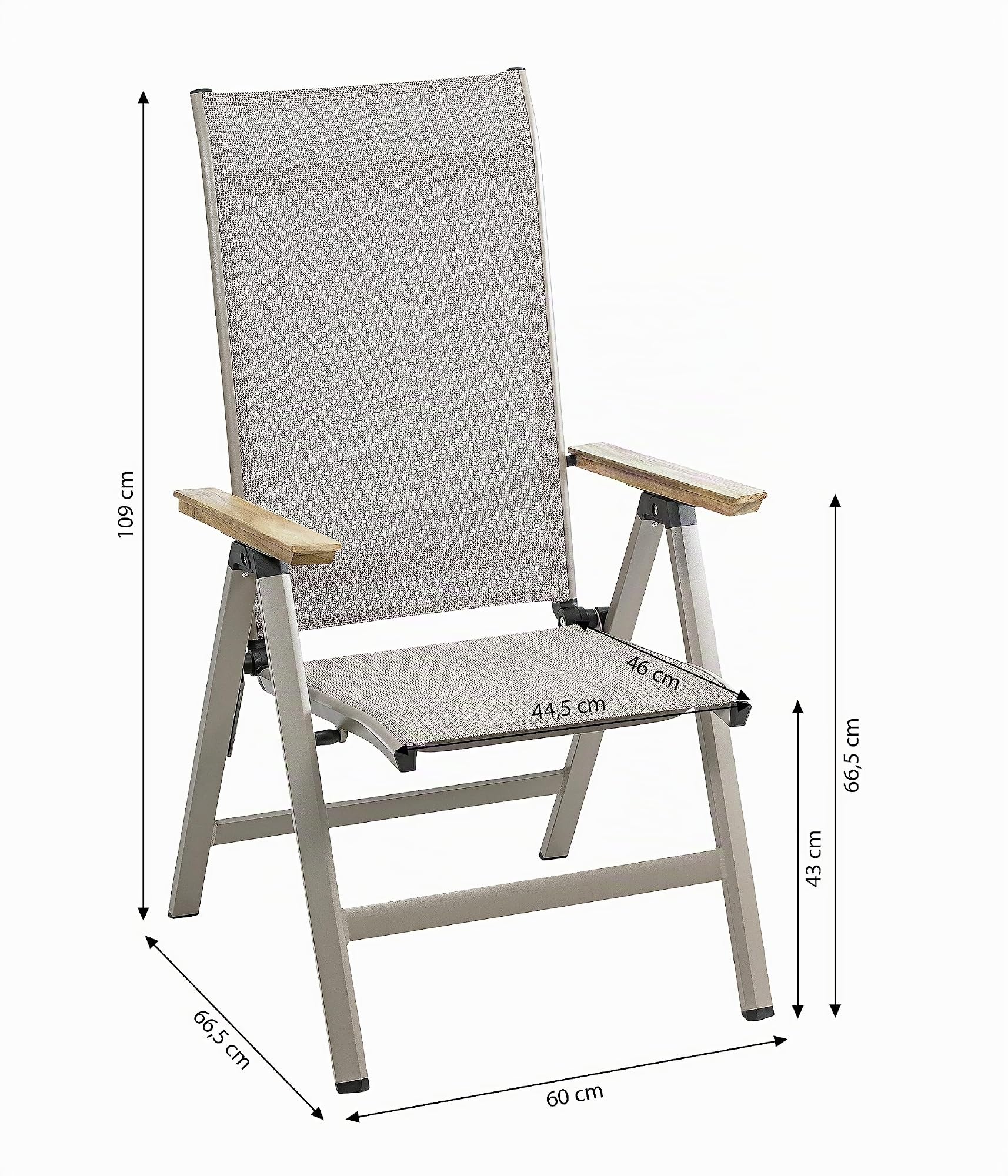 Dehner Cleveland Klappstuhl Gartenstuhl hellbraun 100 kg