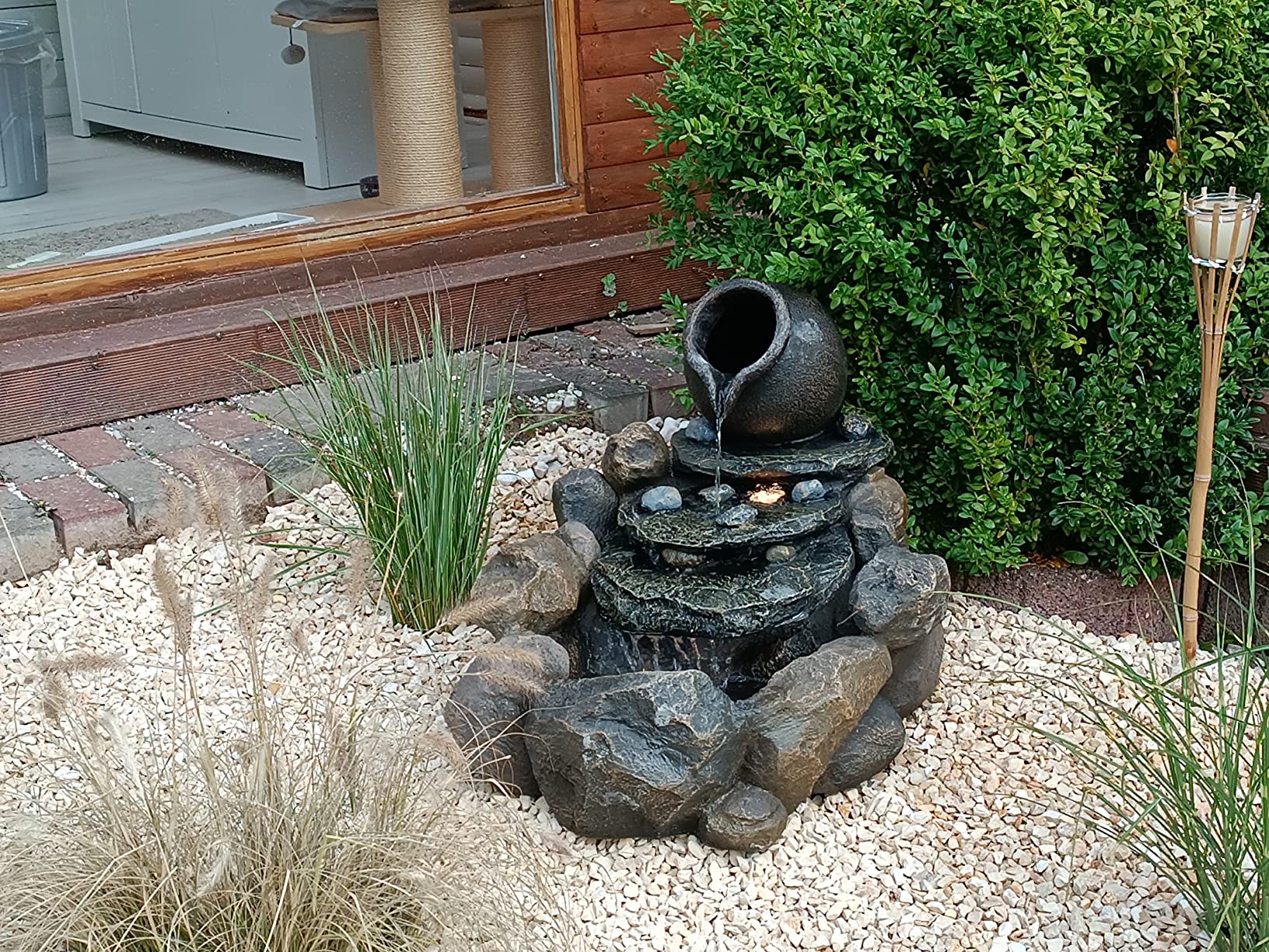 Dehner Premium Lovely Florero Gartenbrunnen LED Polyresin 6L