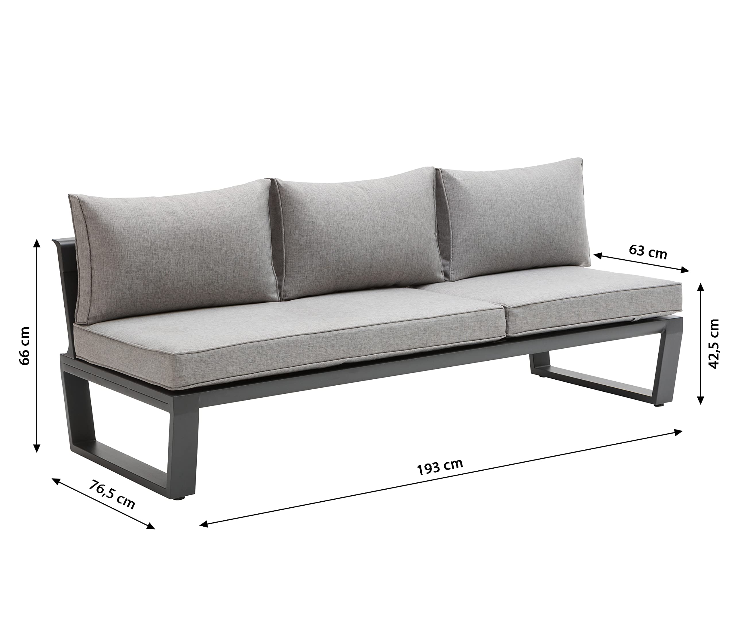 Dehner Bellevue Gartenlounge 3-teilig dunkelgrau Polster