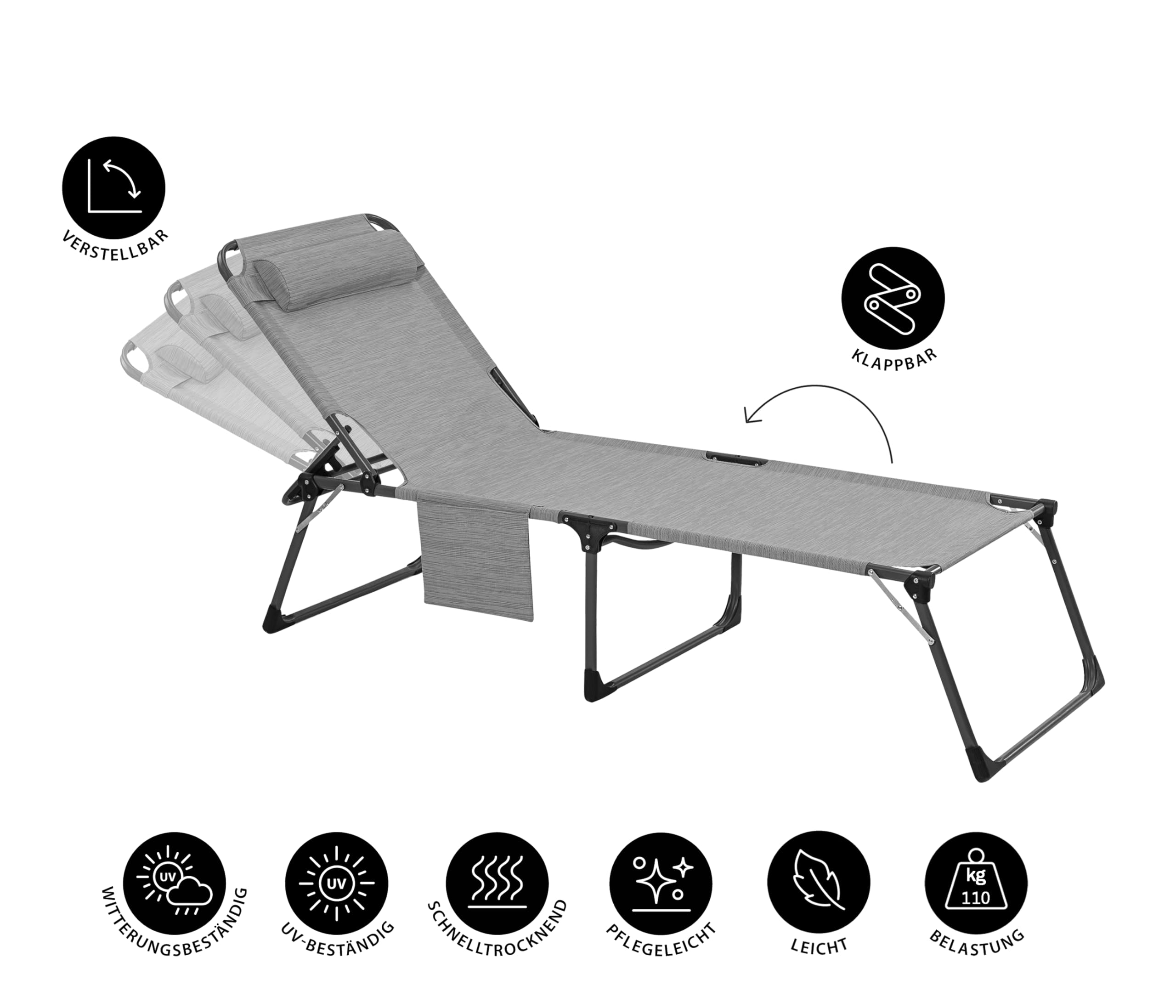Dehner Premium Lovely Mallorca Gartenliege grün Textilene