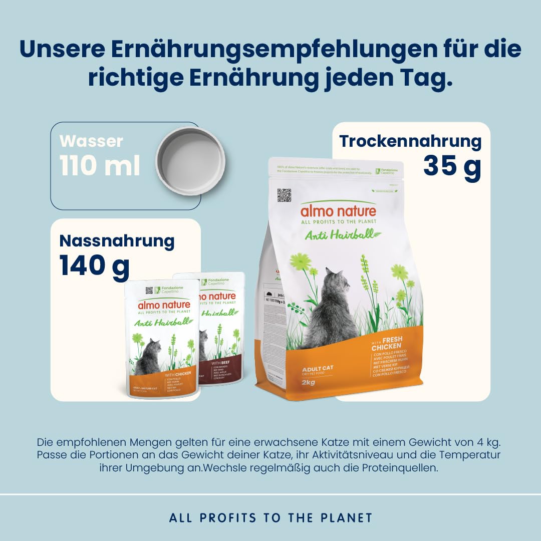 Almo Nature Anti-Hairball Huhn Trockenfutter 2kg Adult
