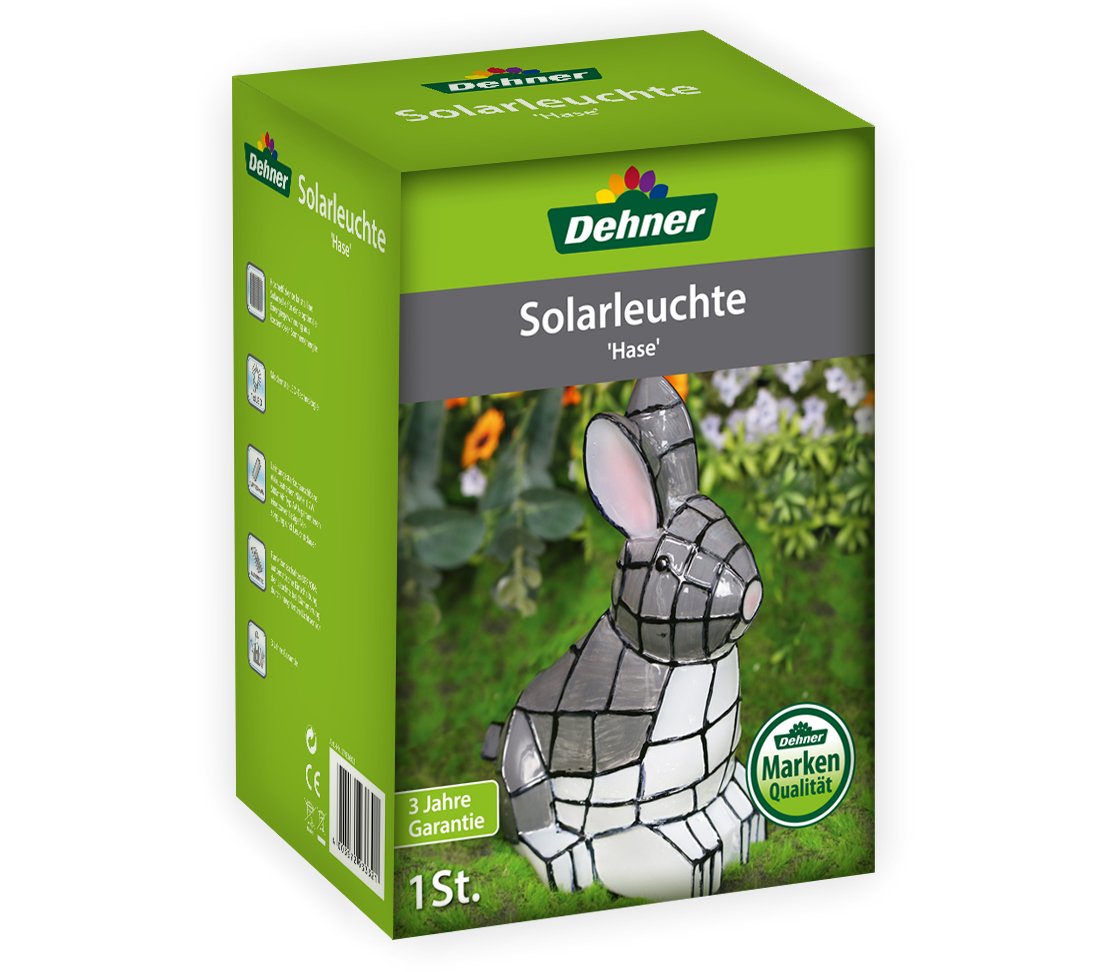 Dehner Solarleuchte Hase LED 17x9x7cm Polyresin Dämmerung