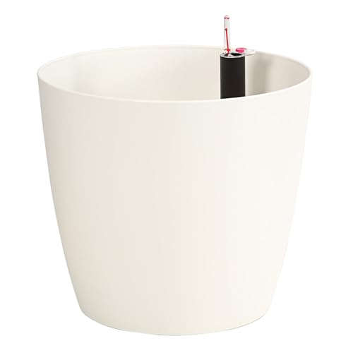 Dehner Pflanztopf Mila 39cm weiß Selbstbewässerung Rollen