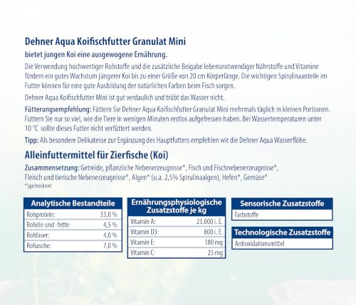 Dehner Aqua Koi Granulat Mini Fischfutter 3,5 l Spirulina