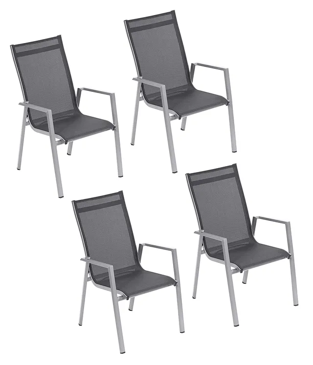 Dehner Macon Stapelstuhl Textilene 4er schwarz