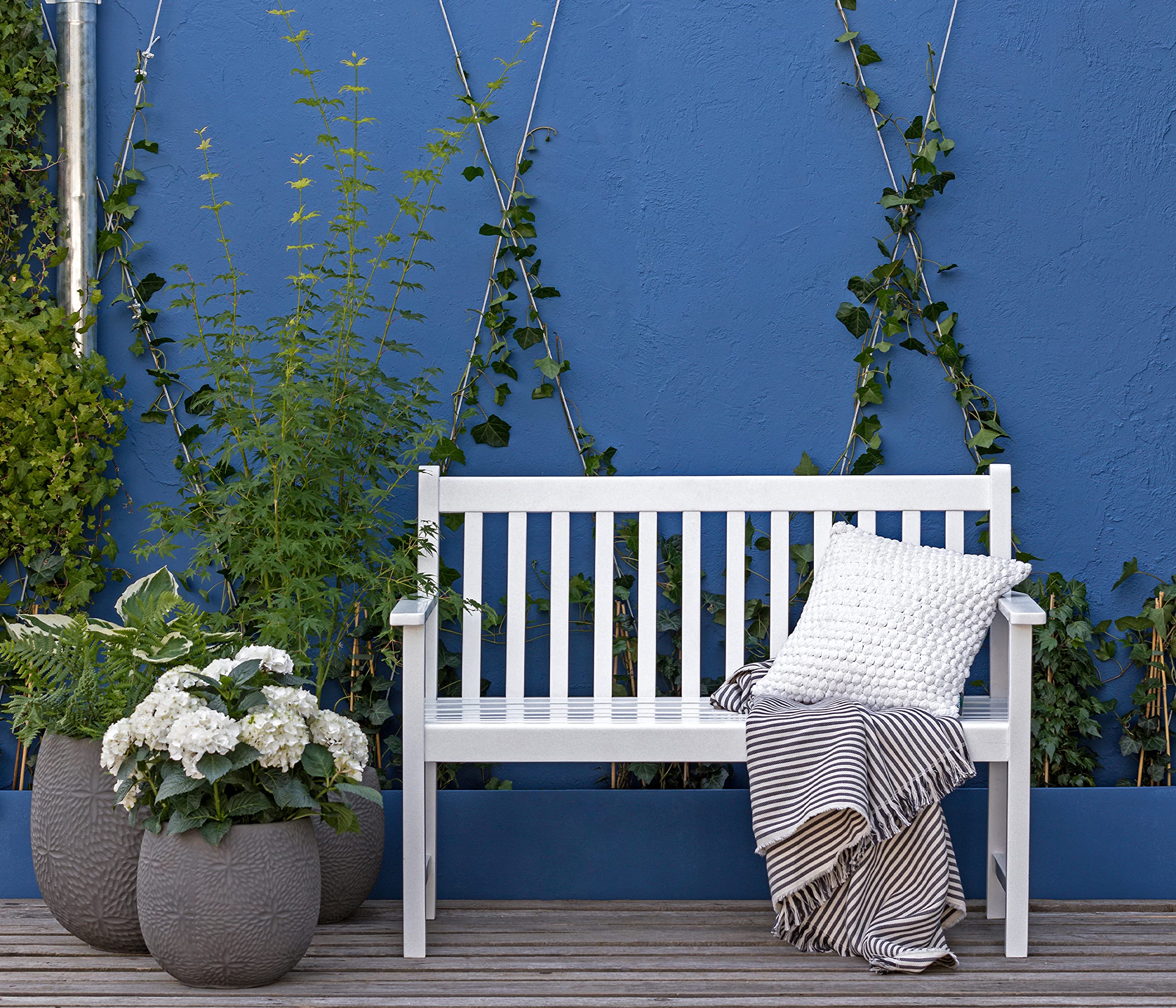 Dehner Mykonos Gartenbank Akazie weiß 2-Sitzer 120cm
