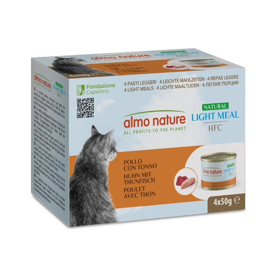Almo Nature HFC Light Meal Nassfutter Huhn Thunfisch 4x50g glutenfrei