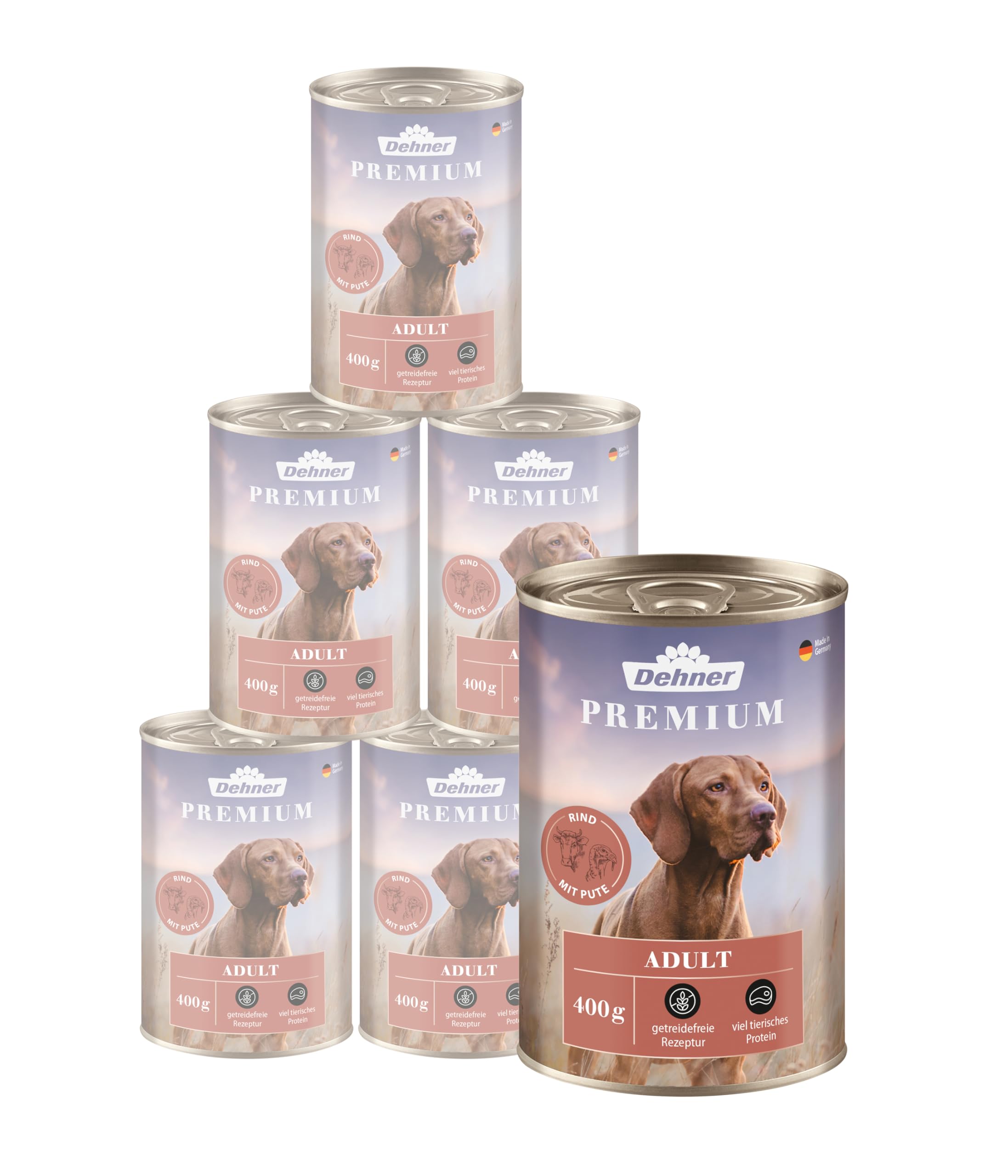 Dehner Premium Rind Wild Hundefutter Nass 6x800g getreidefrei