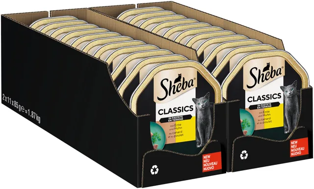 Sheba Classics Pastete Ente Huhn Nassfutter 22x85g getreidefrei
