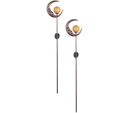 Dehner Premium Solar Dekostab Mond Solarleuchte 2er-Set bronze