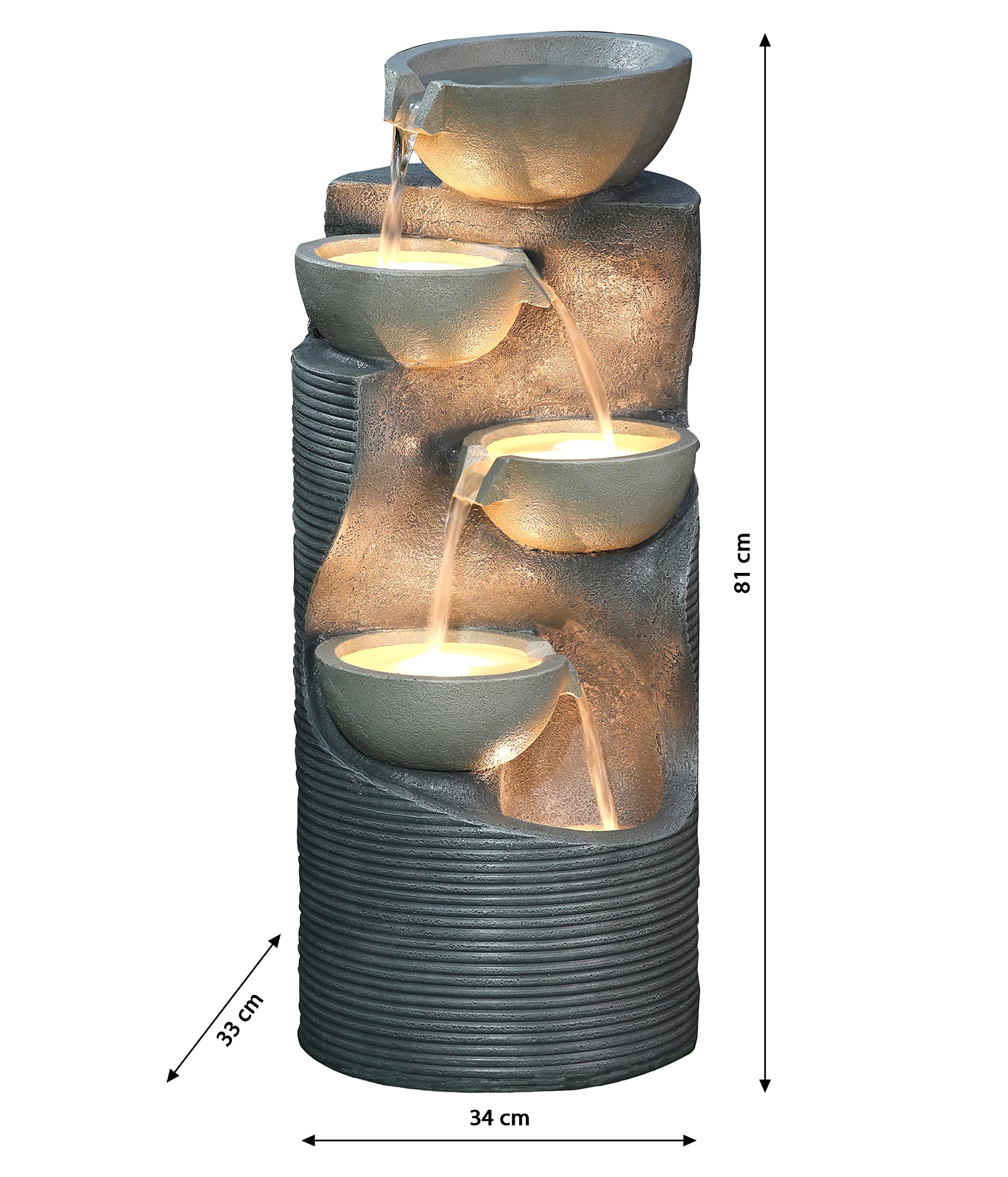 Dehner Premium Lovely Salo Gartenbrunnen grau mit LED