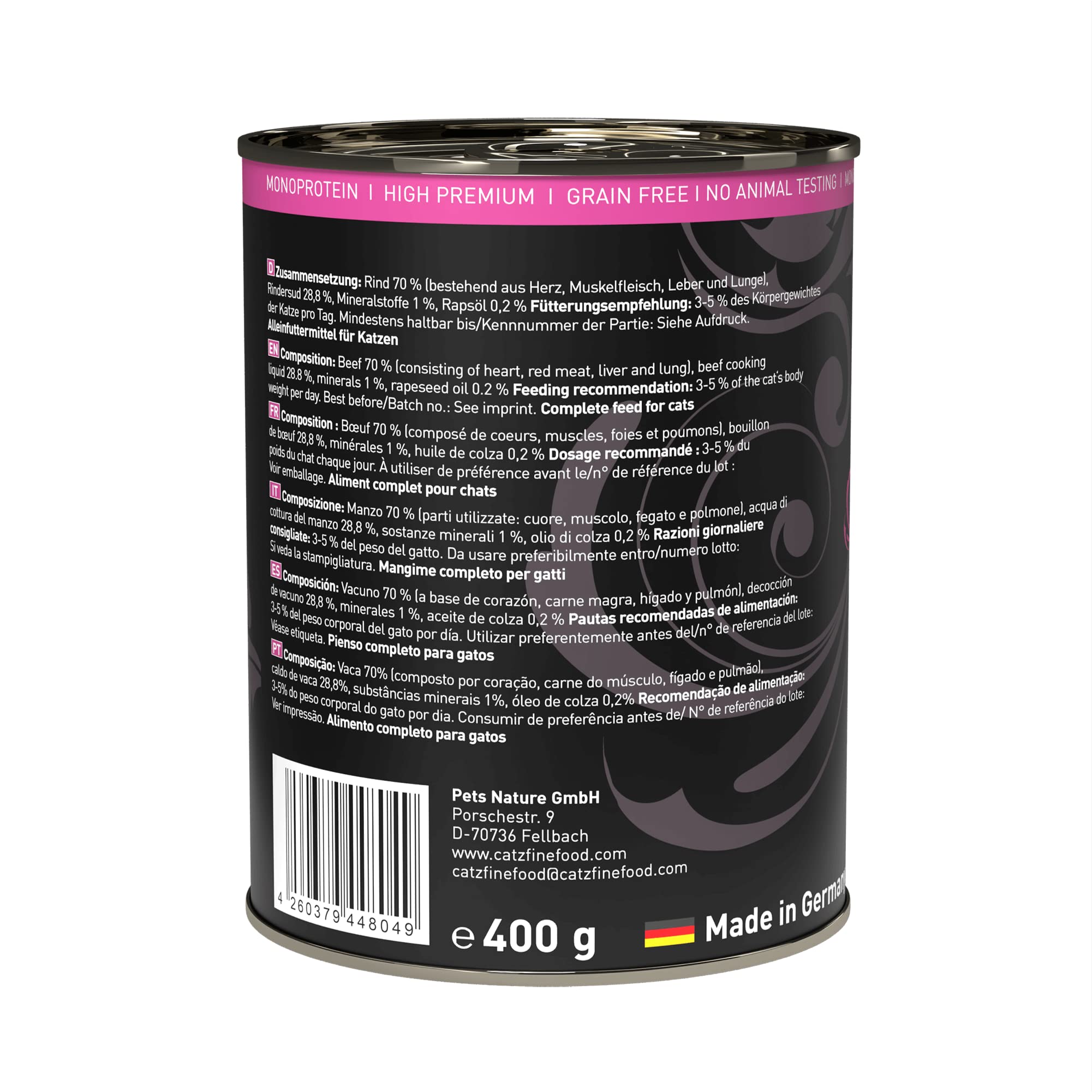 catz finefood Purrrr N°119 Rind Nassfutter 6x400g getreidefrei