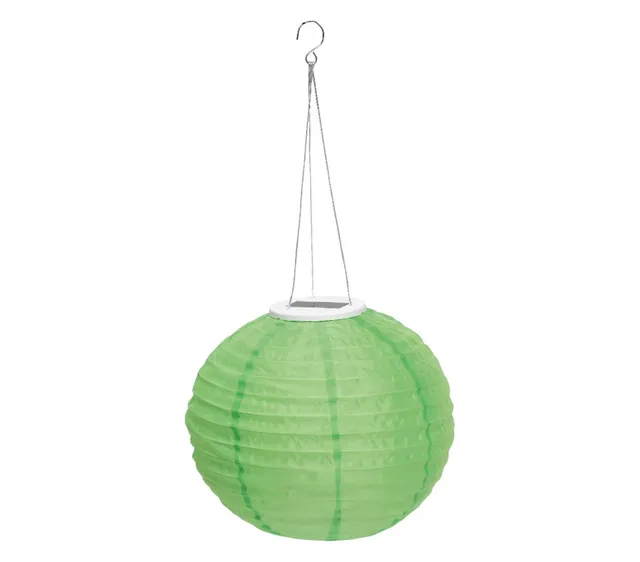 Dehner Solar Lampion Nylon grün 28cm kaltweiß