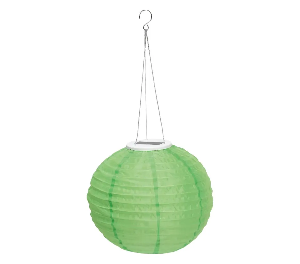 Dehner Solar Lampion Nylon grün 28cm kaltweiß