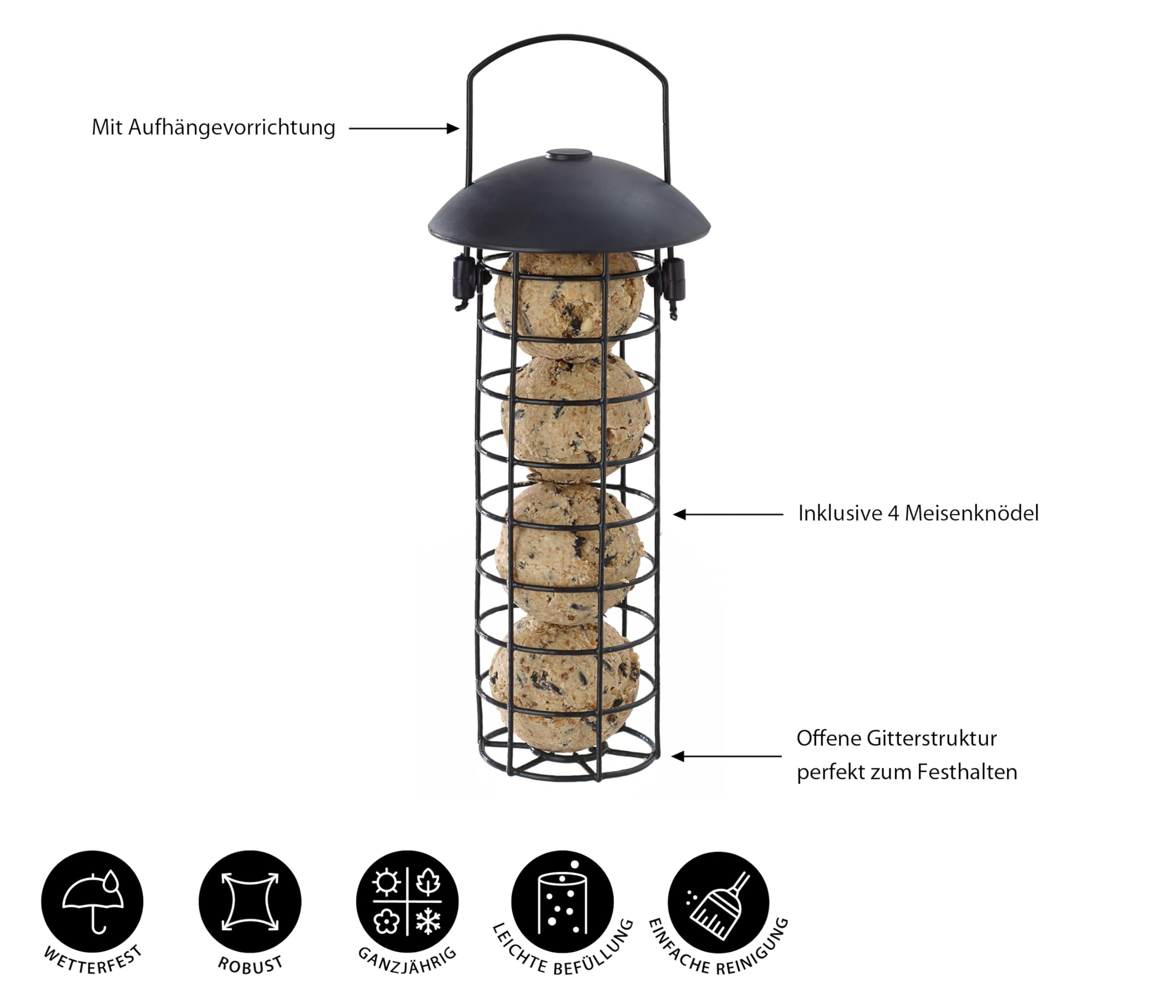 Dehner Natura Premium Wildvogel Futtersäule 4 Knödel fettreich