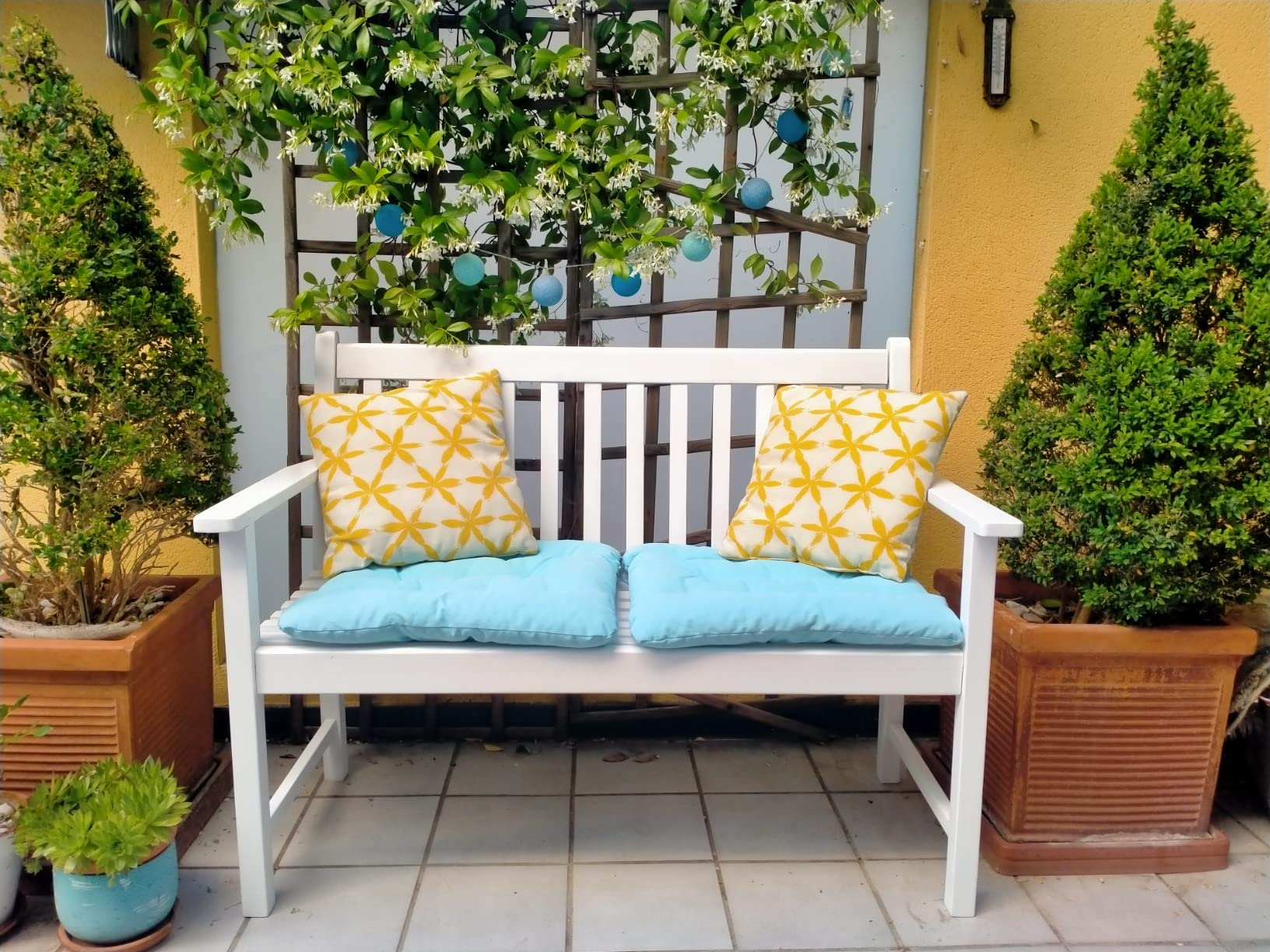 Dehner Mykonos Gartenbank Akazie weiß 2-Sitzer 120cm
