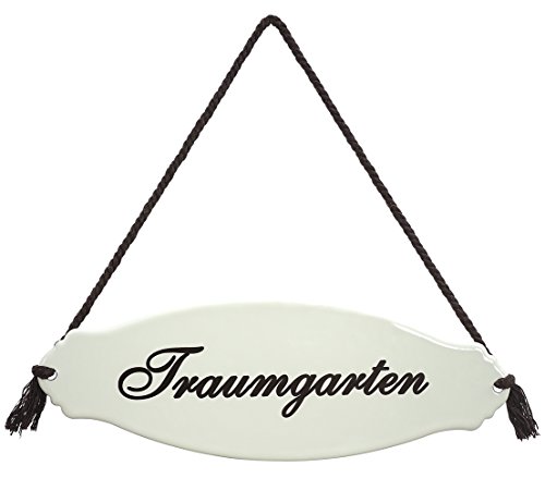 Dehner Traumgarten Gartenschild Stahl weiß 30,5cm Emaille