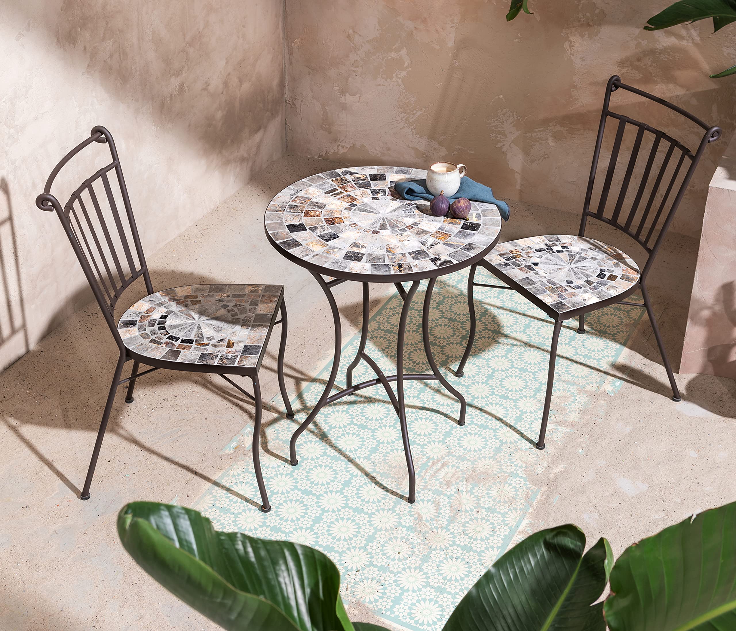 Dehner Fine Nature Grazia Mosaikstuhl grau braun 90 cm