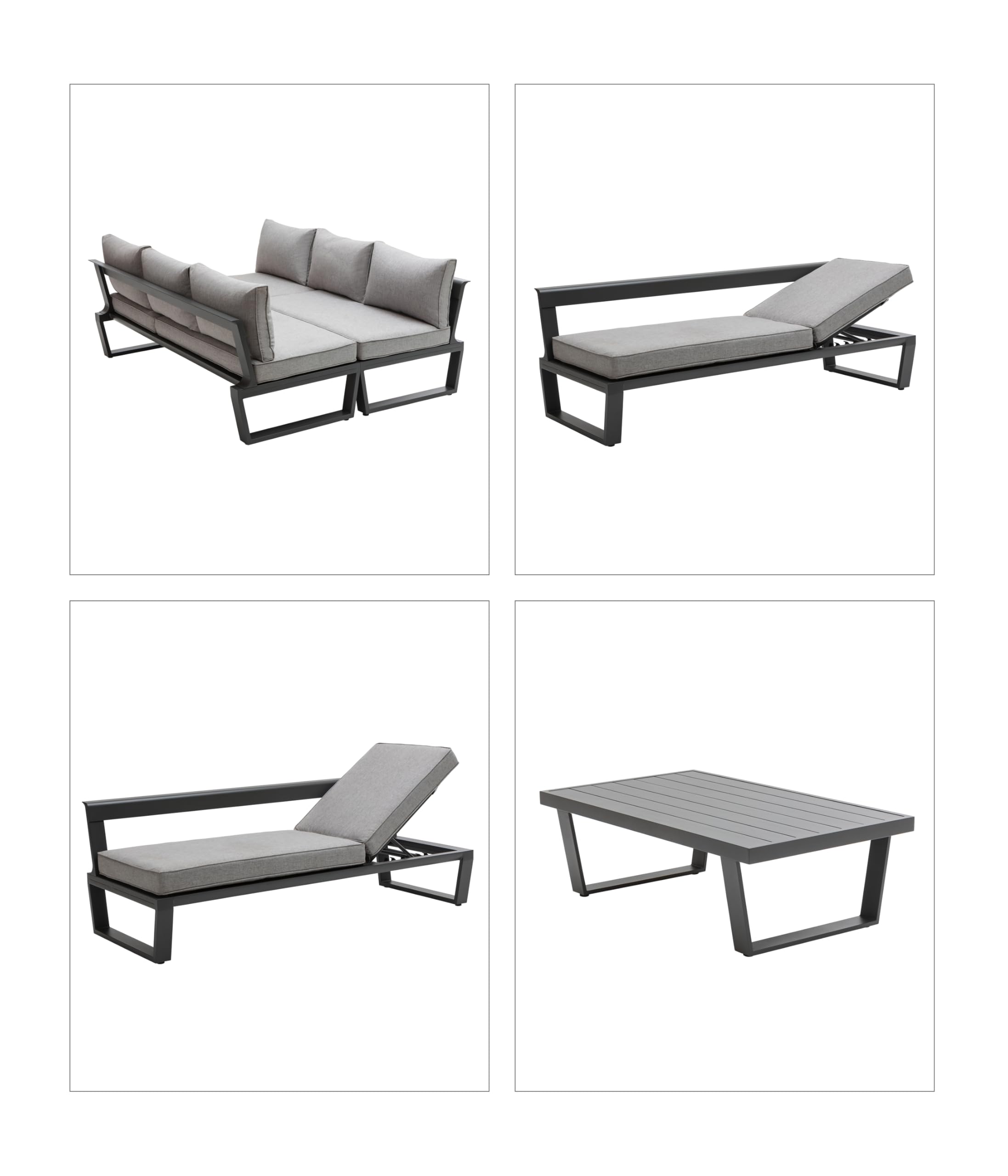 Dehner Bellevue Gartenlounge 3-teilig dunkelgrau Polster