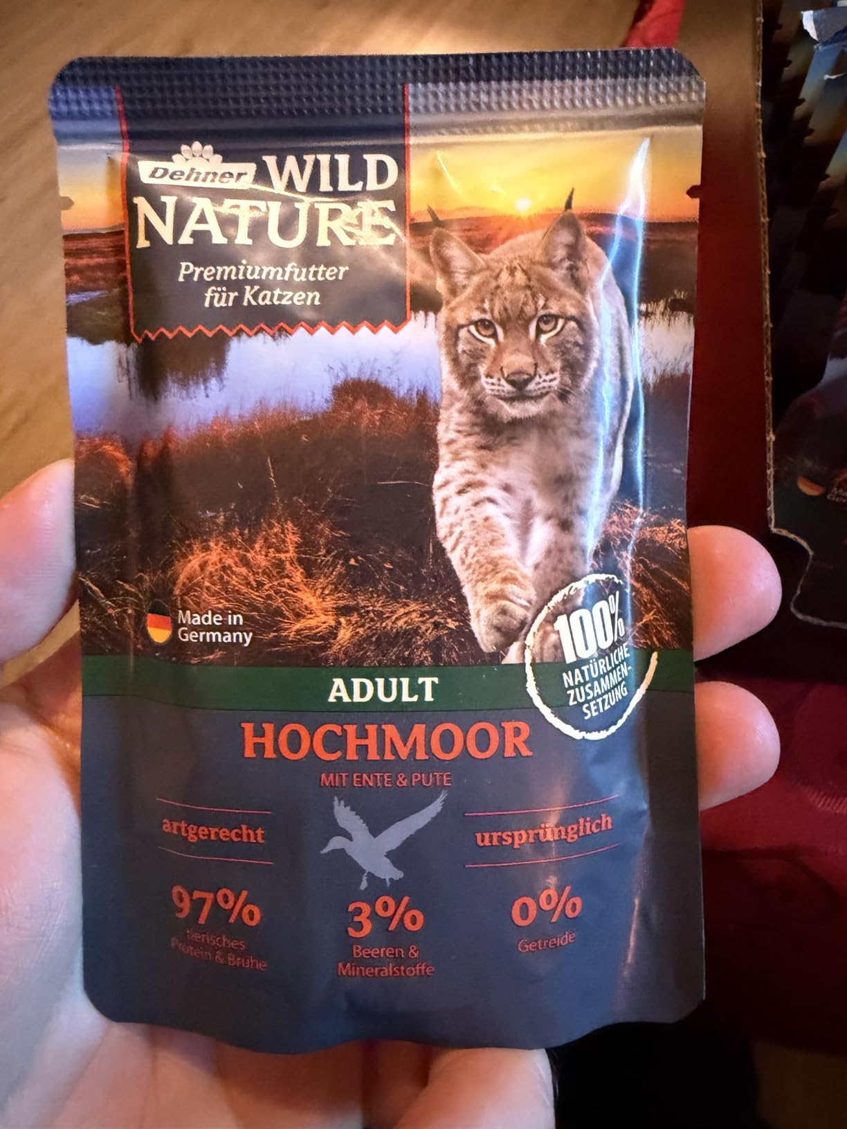 Dehner Wild Nature Hochmoor Nassfutter Ente Pute 16x85g getreidefrei