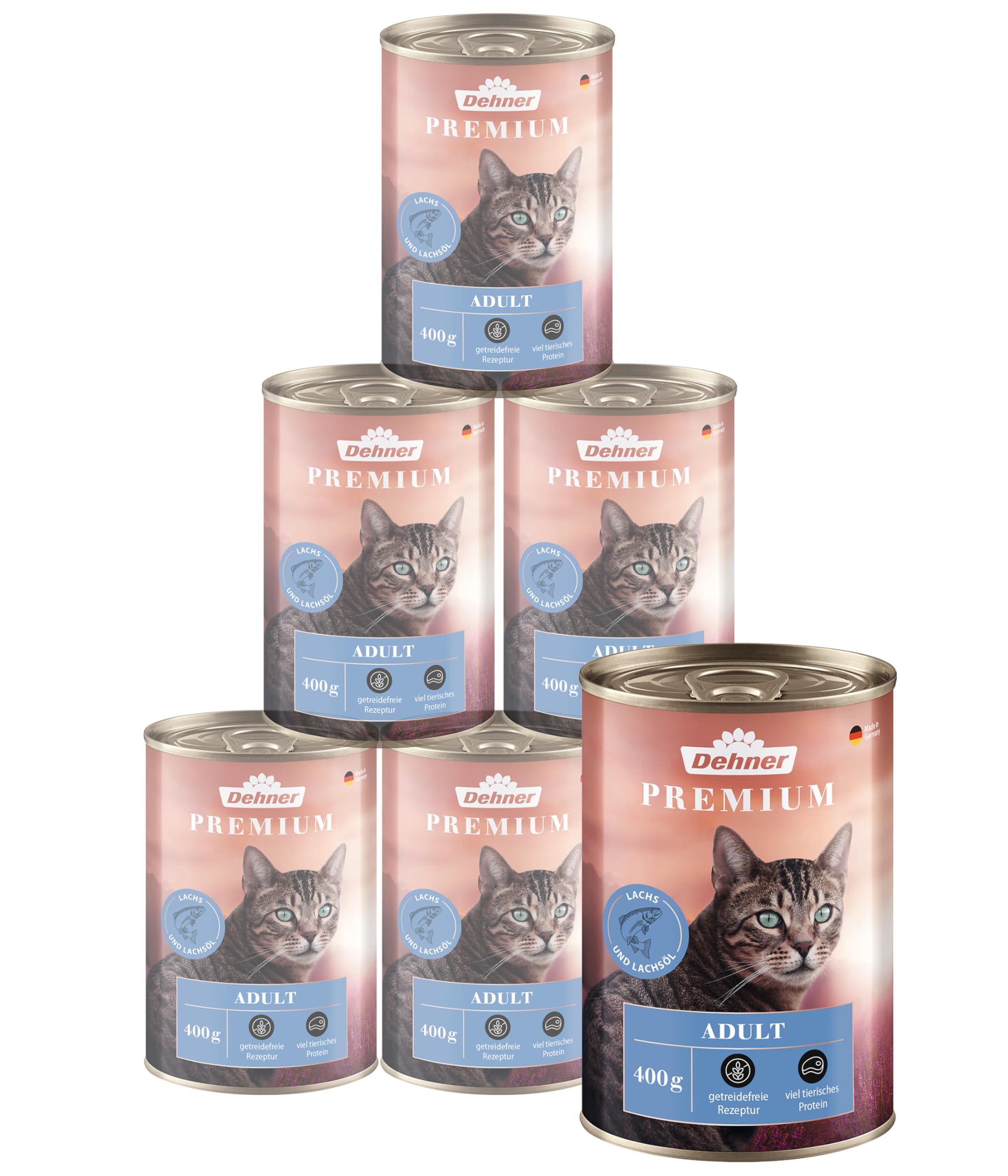 Dehner Premium Adult Nassfutter Lachs 6x400 g getreidefrei